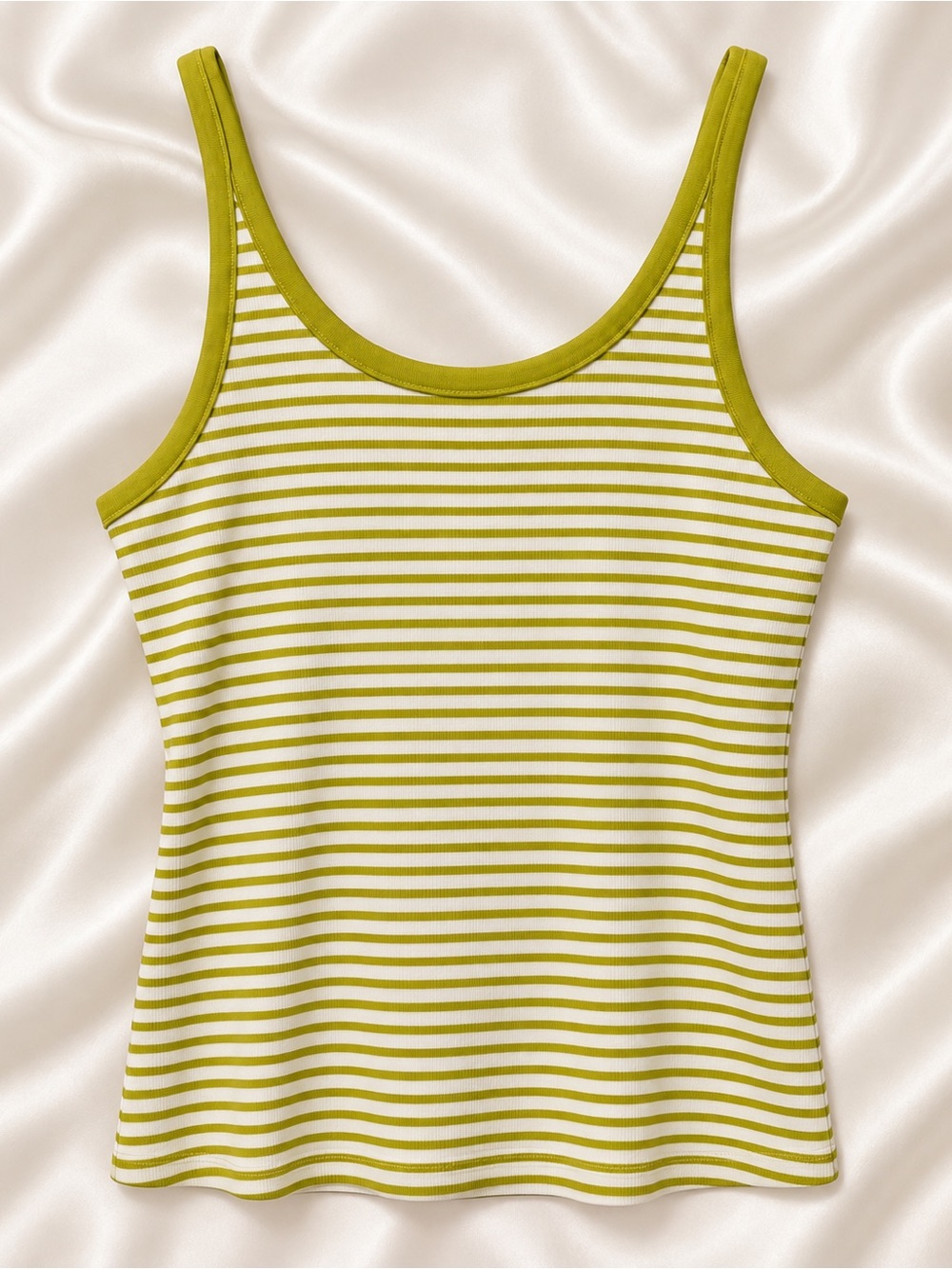 Aerie Olive & Cream Striped Ribbed Tank Top Women’s XL
